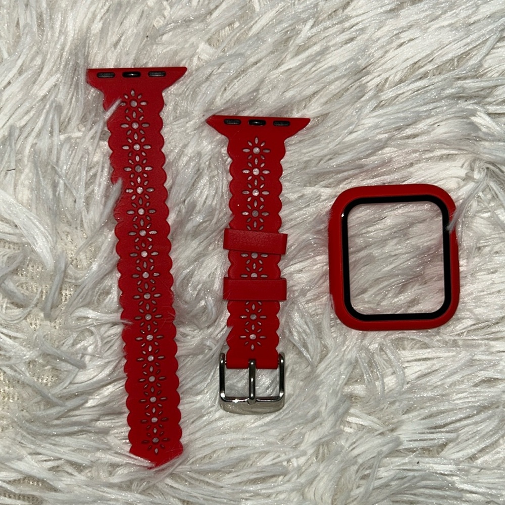 Red Floral Watch Band